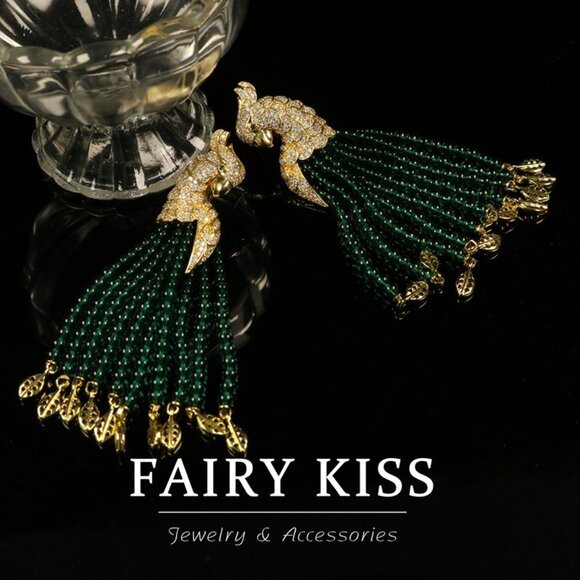 Maximalist Parrot Crystal Pave Animal Dangle Drops - Picture 4 of 7